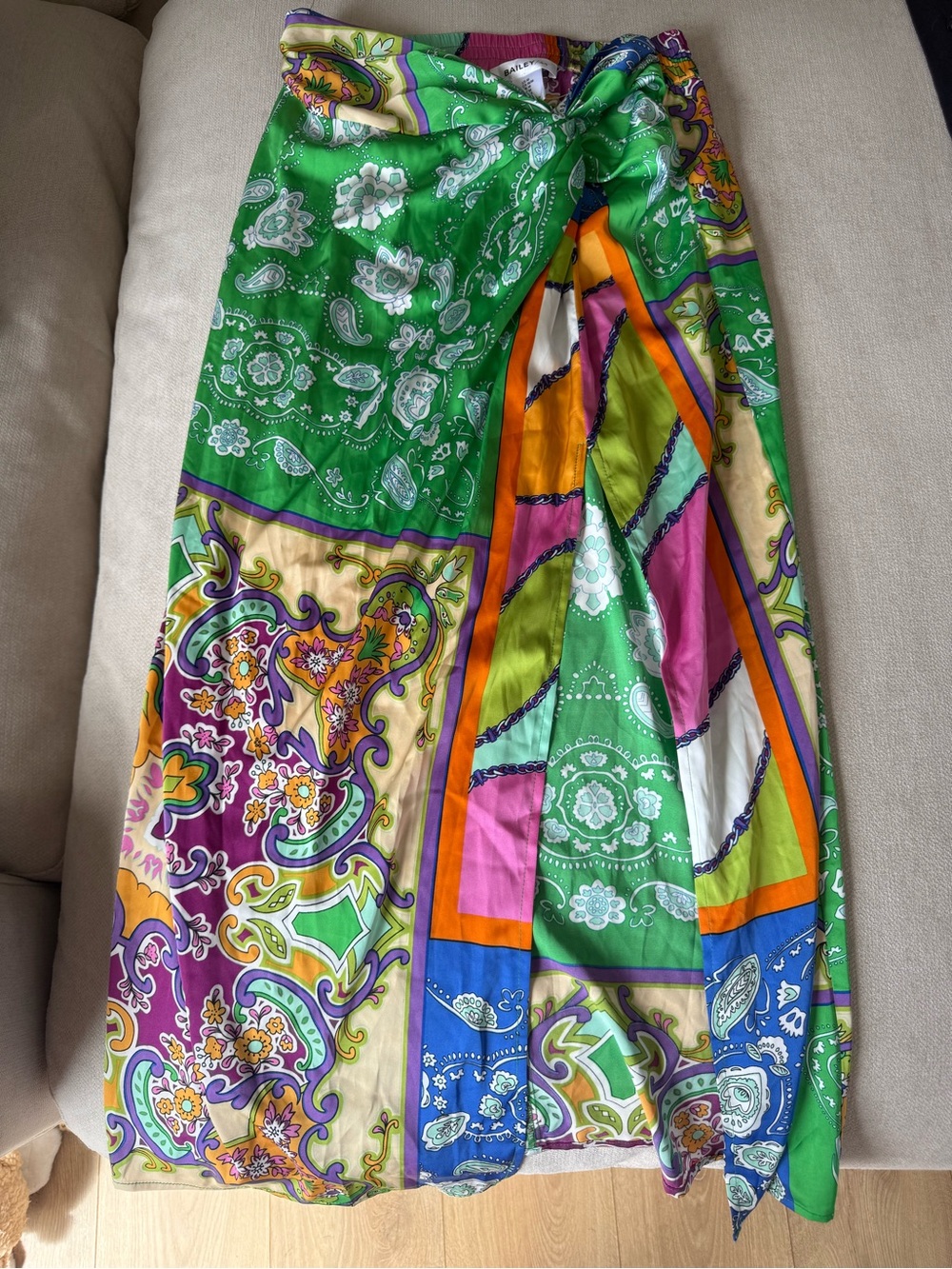 Bailey 44 Green, Blue, Purple and Pink Paisley Wrap Skirt
